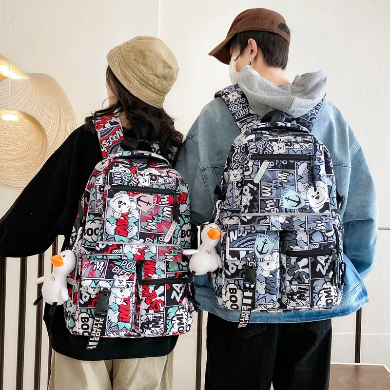 Venerable Brahma Nylon Fabric Backpack Unisex Black/Red/Purple/Blue-7