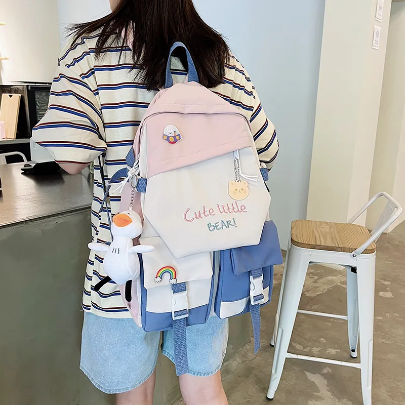 Venerable Brahma Nylon Backpack Women's White/Black/Pink/Blue-3