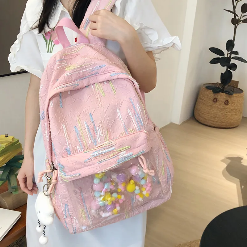 Venerable Brahma Nylon Backpack Women's White/Black/Pink/Yellow-6