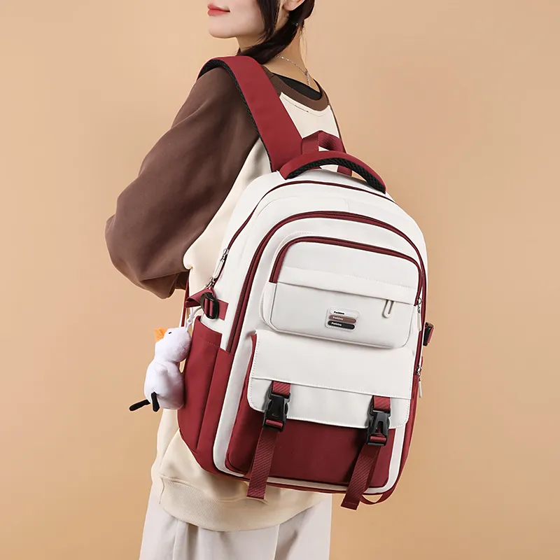 Venerable Brahma Nylon Backpack Women's Black/Burgundy/Khaki/Green-5