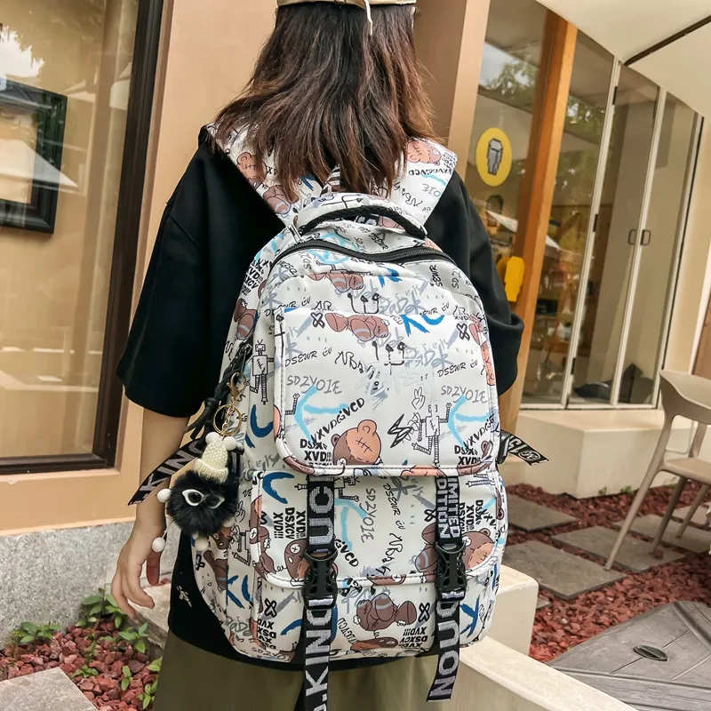 Venerable Brahma Nylon Backpack Regular Unisex White/Black/Gray/Orange-3