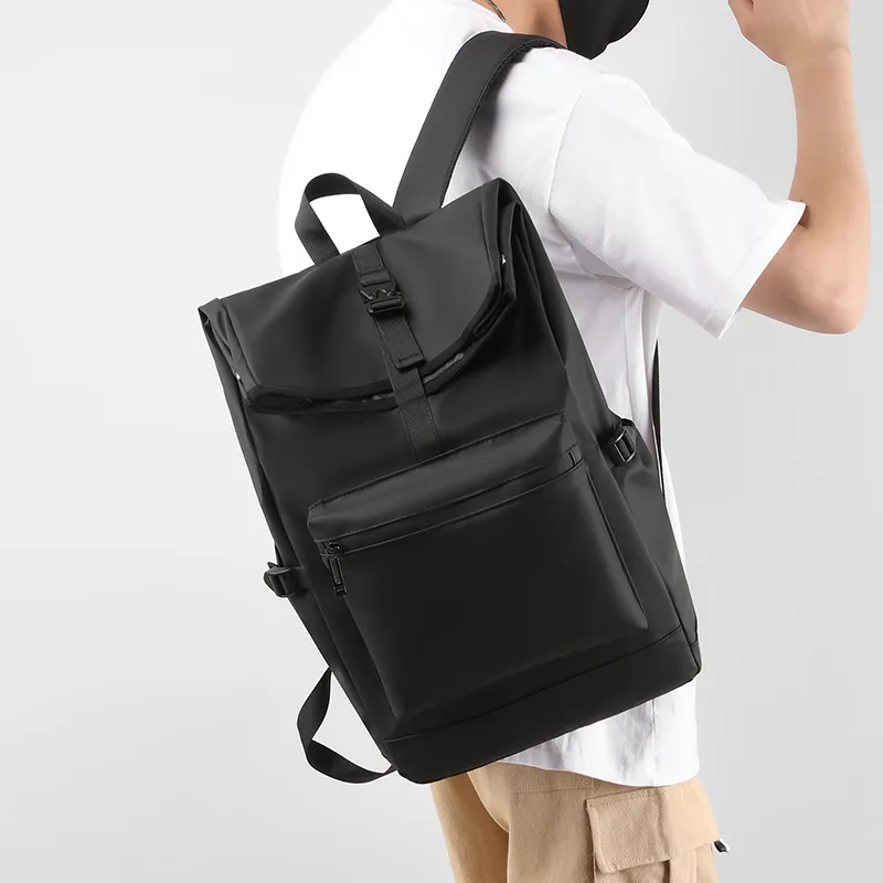 Venerable Brahma Nylon Fabric Computer Backpack Travel Bag Backpack Regular Men's Black/Gray/Light Gray-4