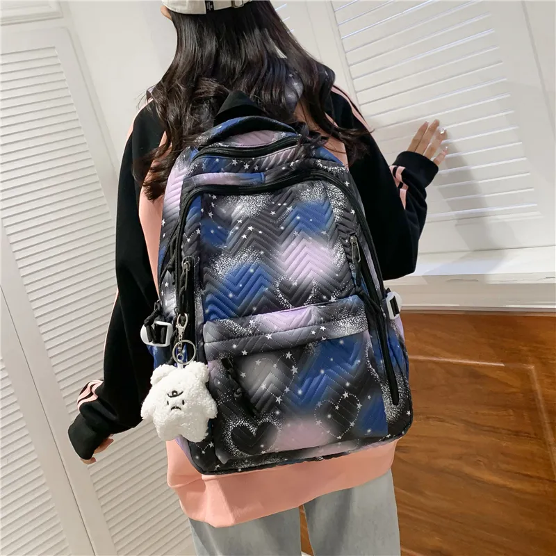 Venerable Brahma Nylon Backpack Women's Black/Purple/Green/Blue/Pink-1