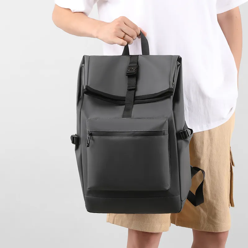 Venerable Brahma Nylon Fabric Computer Backpack Travel Bag Backpack Regular Men's Black/Gray/Light Gray-8