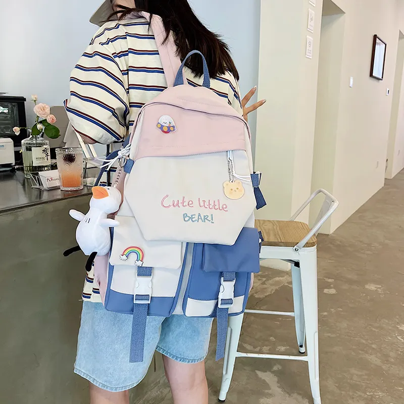Venerable Brahma Nylon Backpack Women's White/Black/Pink/Blue-10