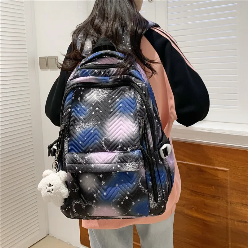 Venerable Brahma Nylon Backpack Women's Black/Purple/Green/Blue/Pink-3