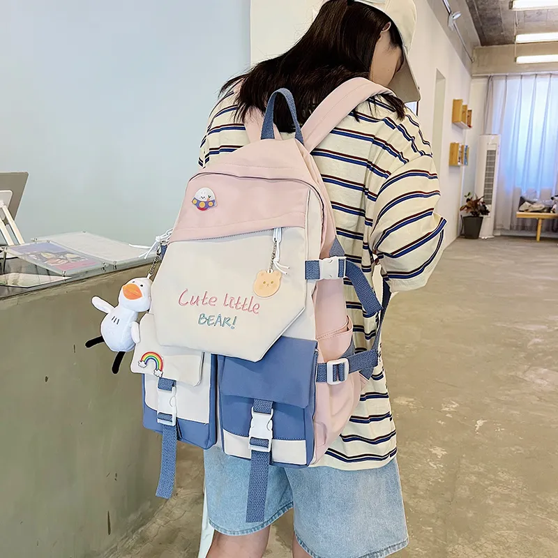 Venerable Brahma Nylon Backpack Women's White/Black/Pink/Blue-5