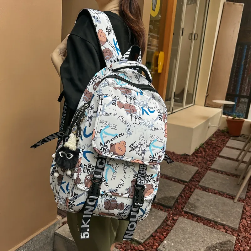 Venerable Brahma Nylon Backpack Regular Unisex White/Black/Gray/Orange-4