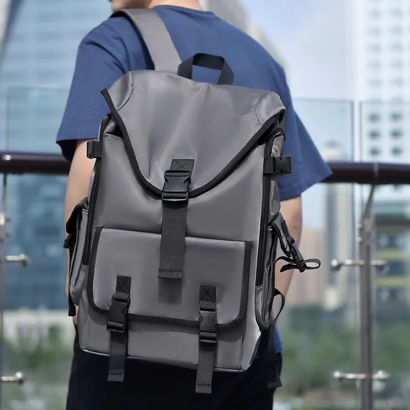 Venerable Brahma Durable Fabric Backpack Regular Unisex Black/Gray/Blue-10