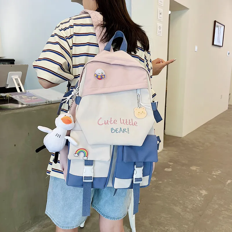 Venerable Brahma Nylon Backpack Women's White/Black/Pink/Blue-6