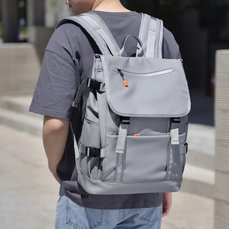 Venerable Brahma Durable Fabric Backpack Medium Size Men's Black/Gray/Blue-10