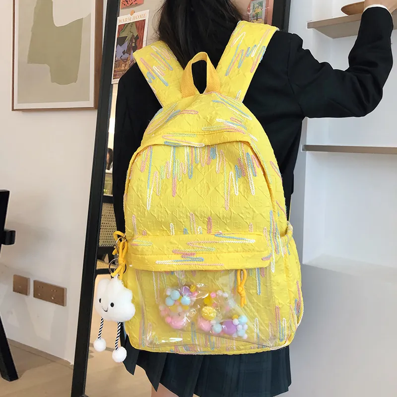 Venerable Brahma Nylon Backpack Women's White/Black/Pink/Yellow-8