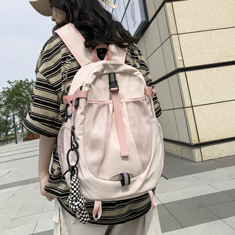Venerable Brahma Nylon Backpack Women's White/Gray/Black/Pink-13