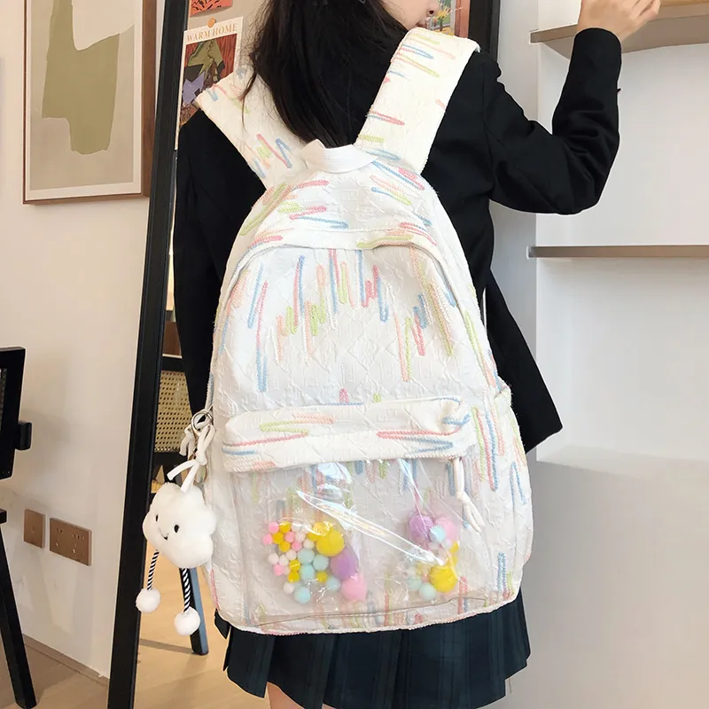 Venerable Brahma Nylon Backpack Women's White/Black/Pink/Yellow-2