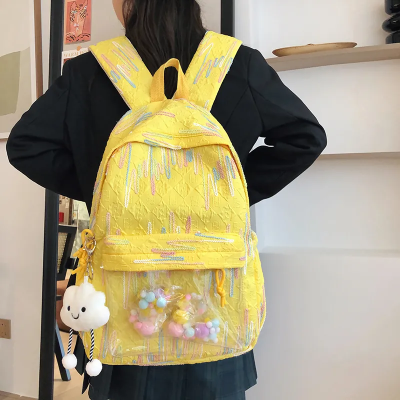 Venerable Brahma Nylon Backpack Women's White/Black/Pink/Yellow-10