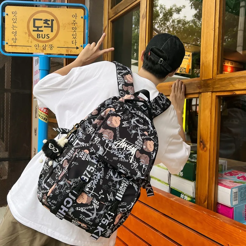 Venerable Brahma Nylon Backpack Regular Unisex White/Black/Gray/Orange-12