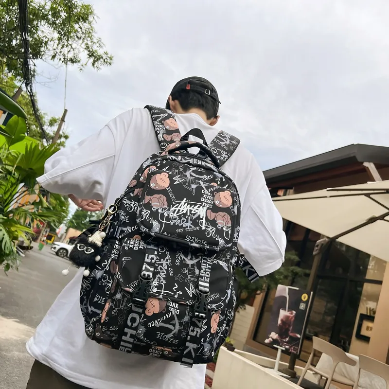 Venerable Brahma Nylon Backpack Regular Unisex White/Black/Gray/Orange-15