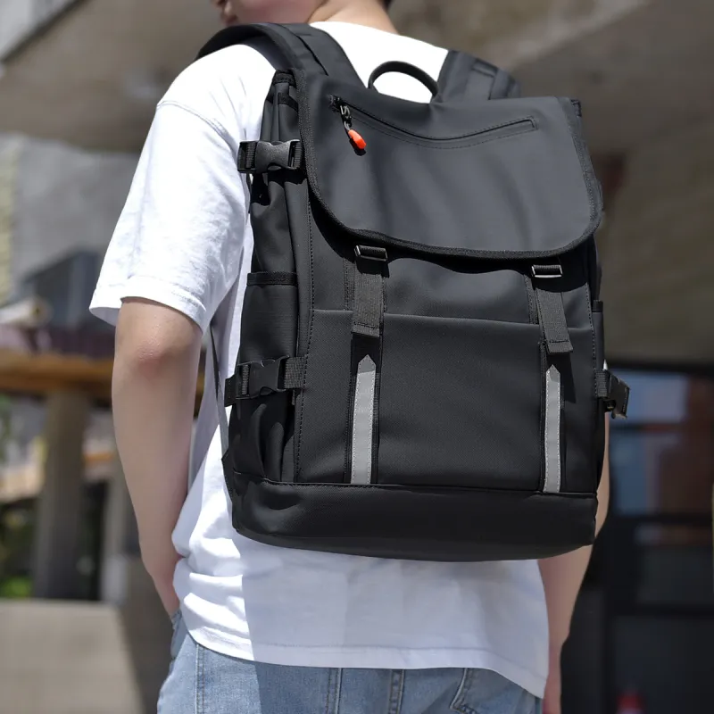 Venerable Brahma Durable Fabric Backpack Medium Size Men's Black/Gray/Blue-2