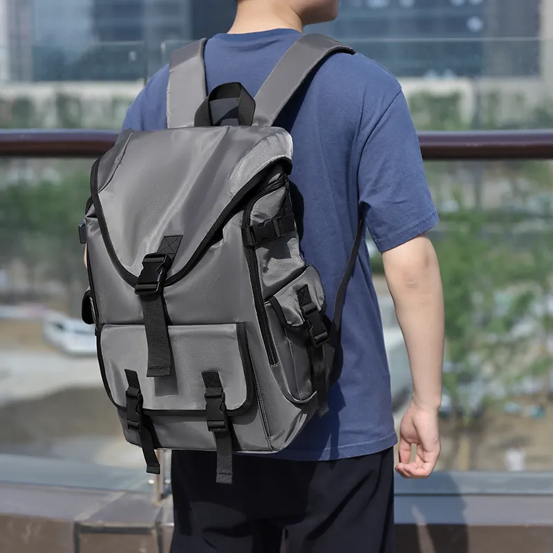 Venerable Brahma Durable Fabric Backpack Regular Unisex Black/Gray/Blue-11