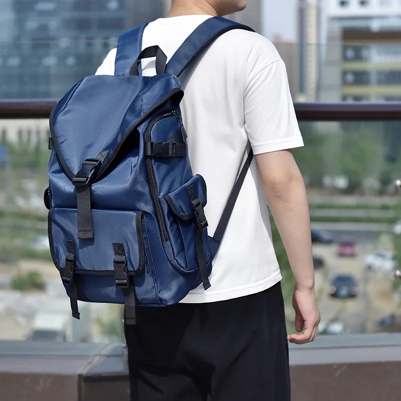 Venerable Brahma Durable Fabric Backpack Regular Unisex Black/Gray/Blue-15