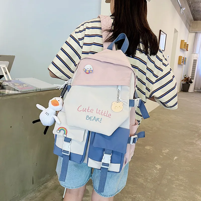 Venerable Brahma Nylon Backpack Women's White/Black/Pink/Blue-7