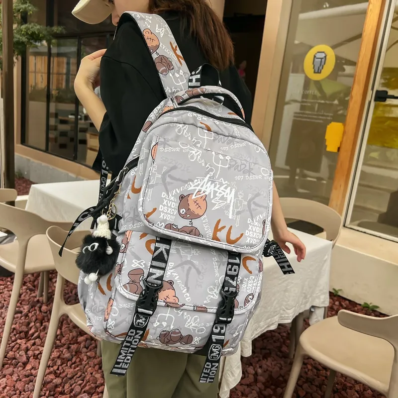 Venerable Brahma Nylon Backpack Regular Unisex White/Black/Gray/Orange-6