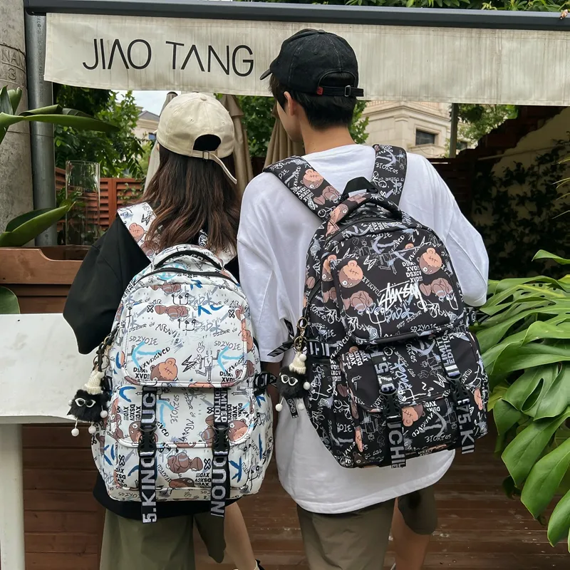 Venerable Brahma Nylon Backpack Regular Unisex White/Black/Gray/Orange-1