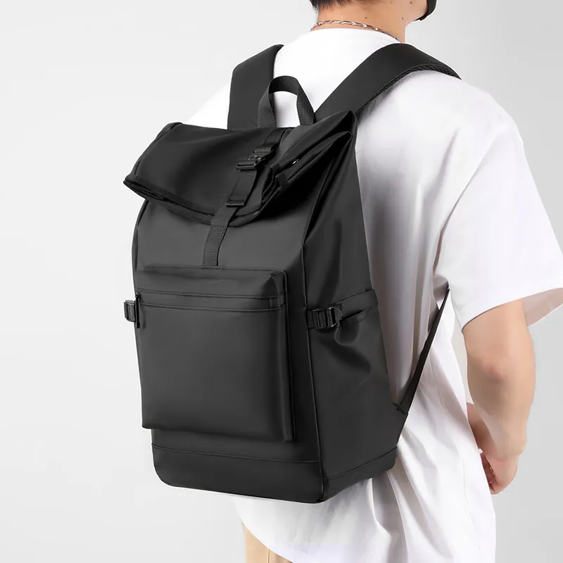 Venerable Brahma Nylon Fabric Computer Backpack Travel Bag Backpack Regular Men's Black/Gray/Light Gray-3