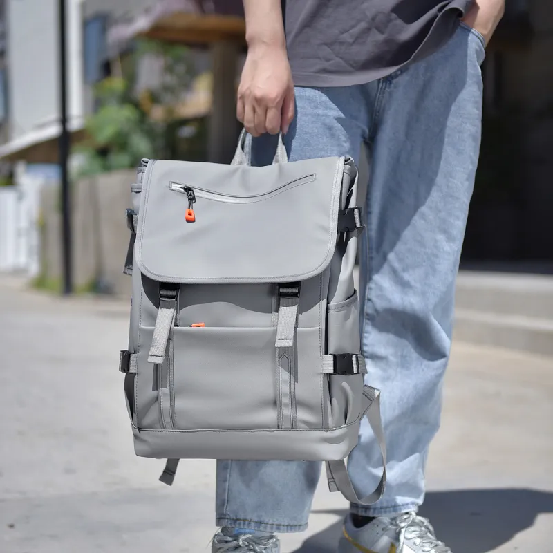 Venerable Brahma Durable Fabric Backpack Medium Size Men's Black/Gray/Blue-11