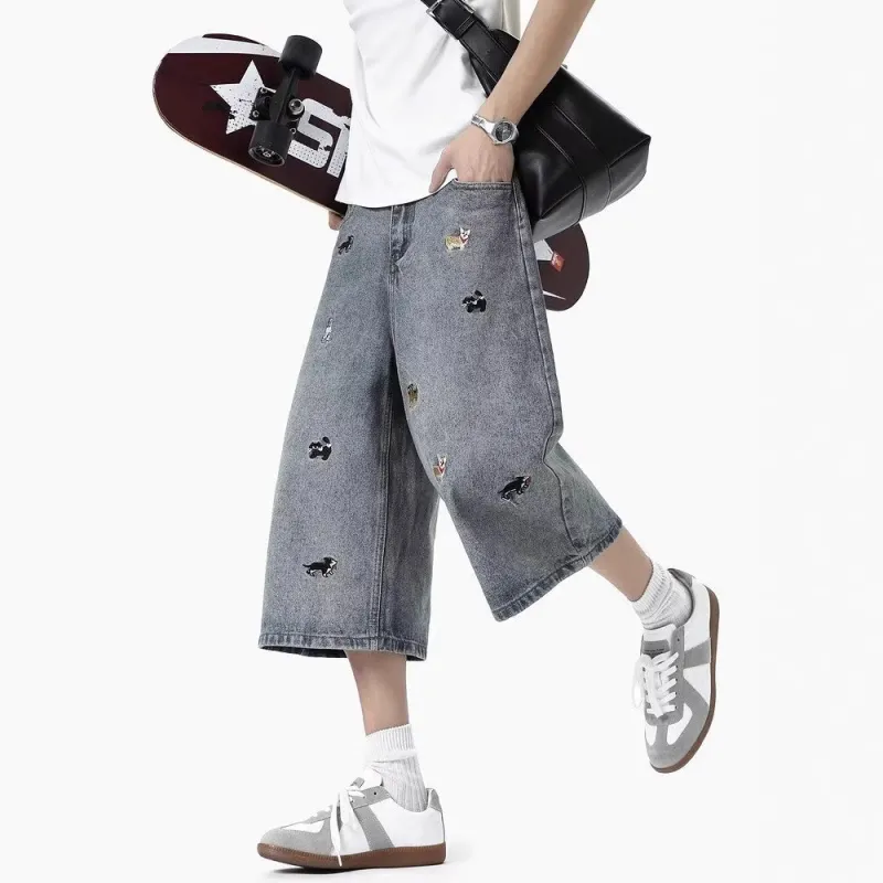 PAINT STAIN Denim Shorts Unisex-4