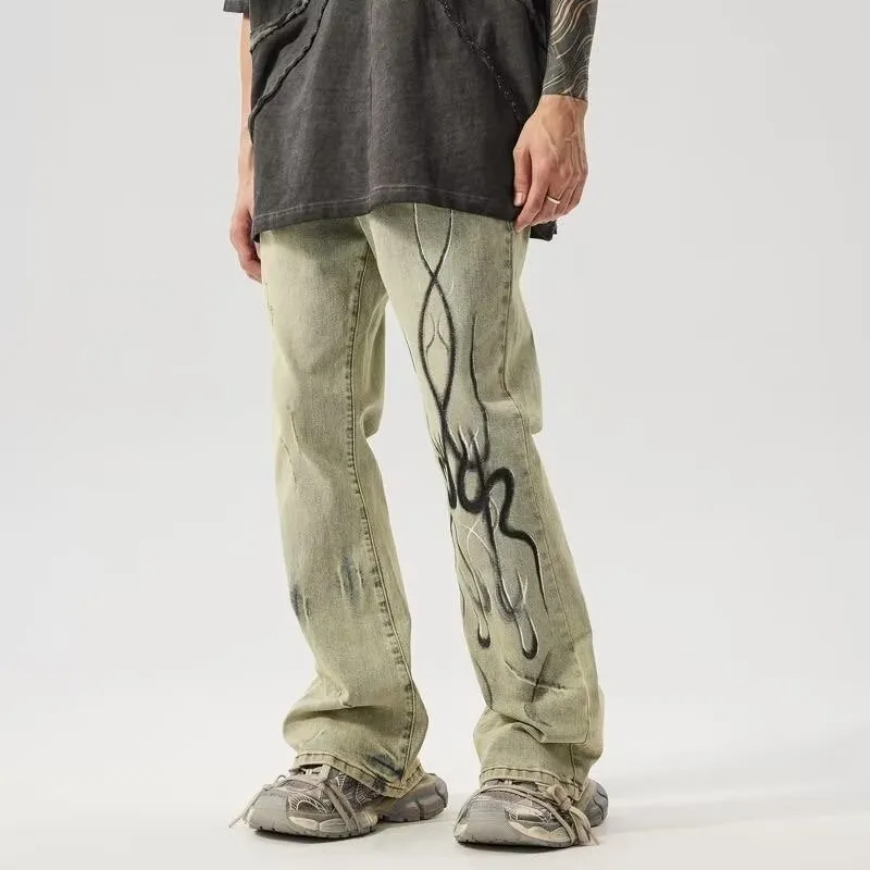 PAINT STAIN Jeans Unisex Yellow Mud-2