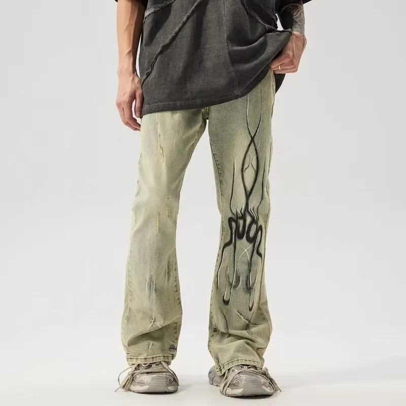 PAINT STAIN Jeans Unisex Yellow Mud-3