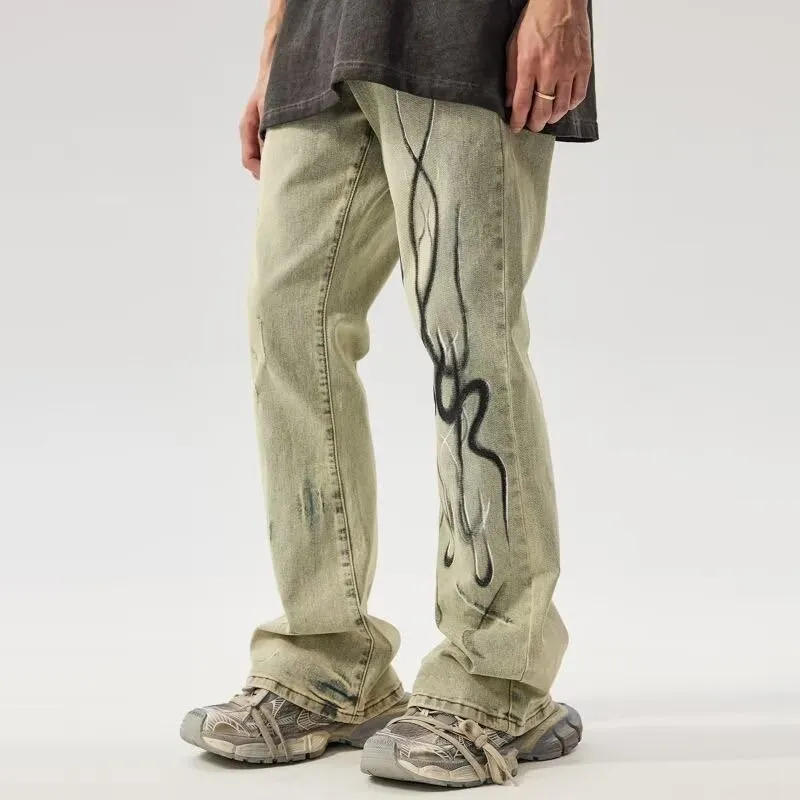 PAINT STAIN Jeans Unisex Yellow Mud-5
