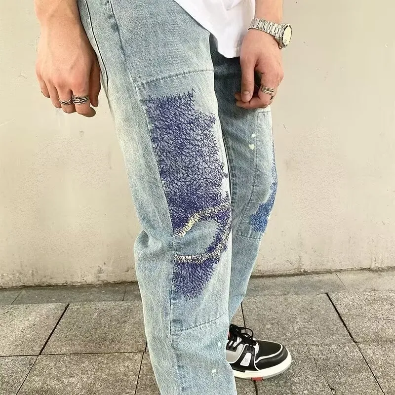 PAINT STAIN Jeans Unisex Blue-4