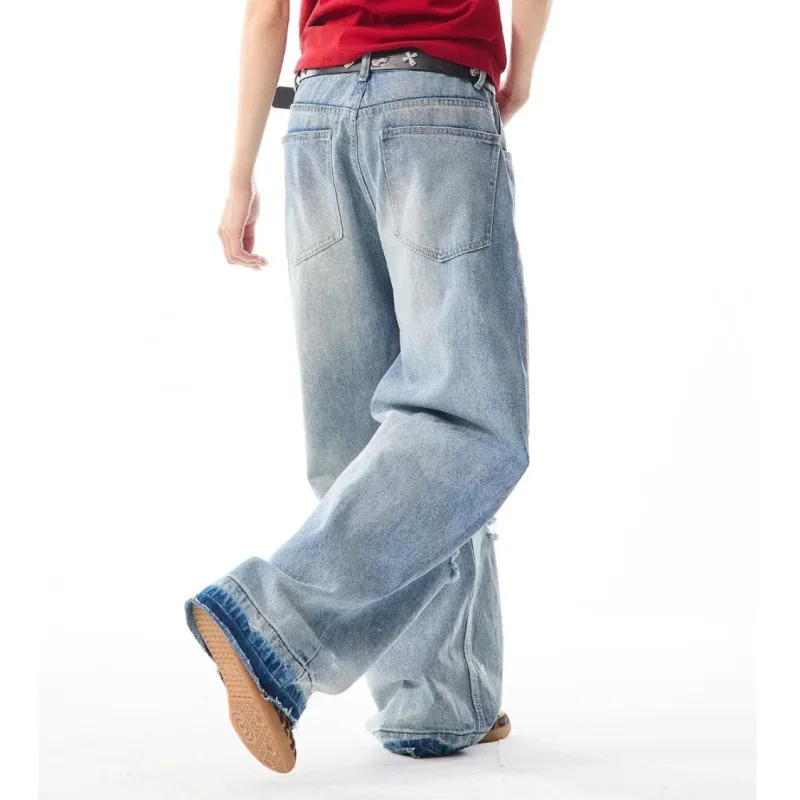 PAINT STAIN Jeans Unisex Blue[High Quality]-1