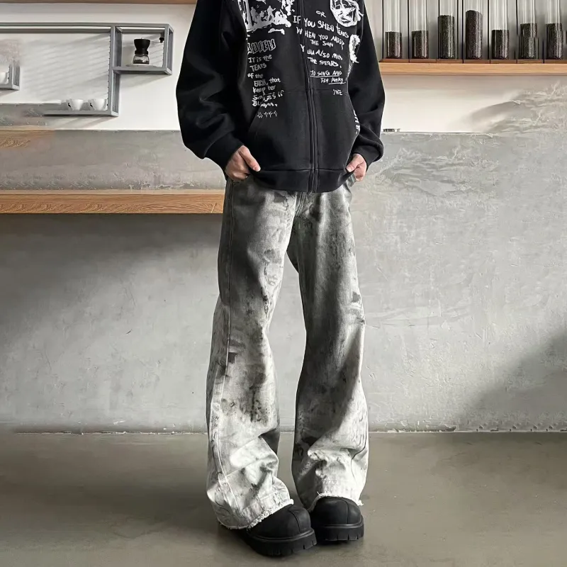 PAINT STAIN Jeans Unisex Light Gray-2
