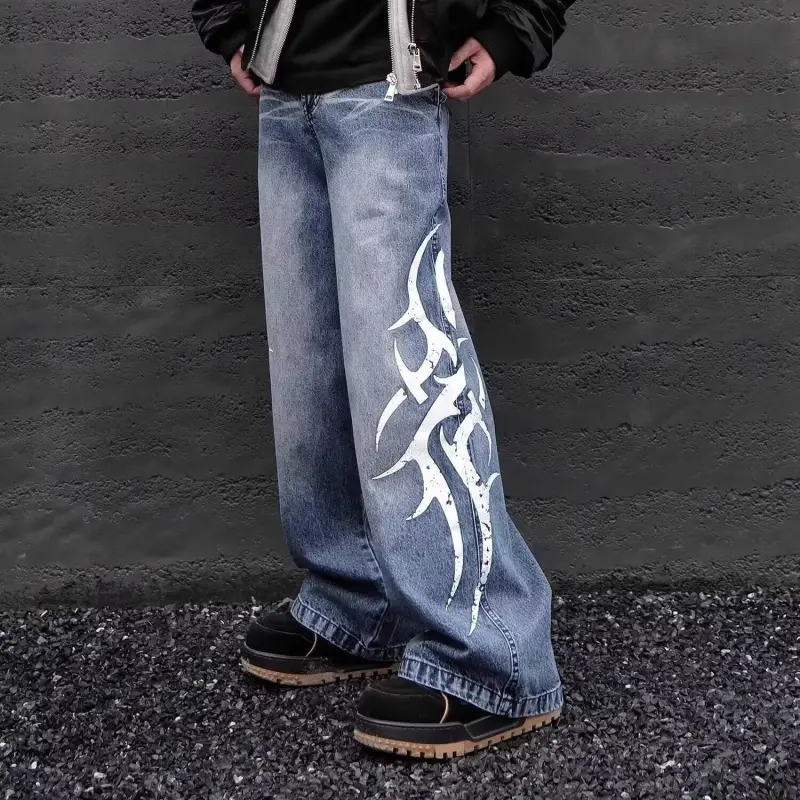 PAINT STAIN Jeans Unisex Blue[High Quality]-3
