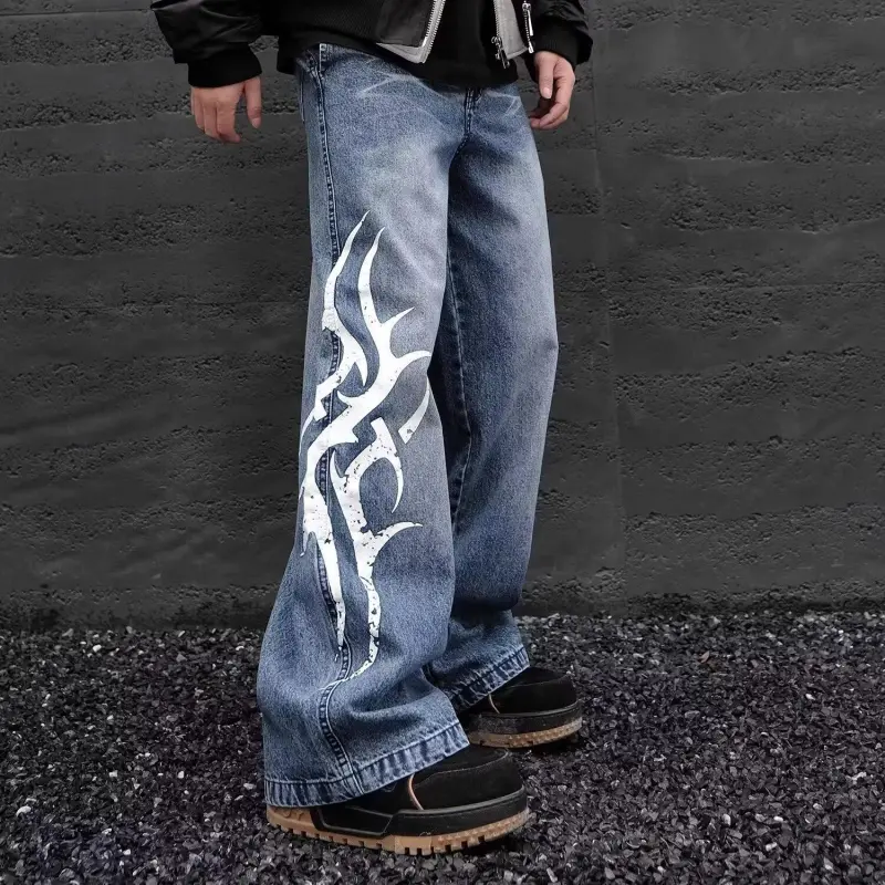 PAINT STAIN Jeans Unisex Blue[High Quality]-2