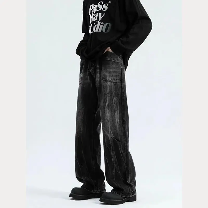 PAINT STAIN Jeans Men Black [high Quality]-5