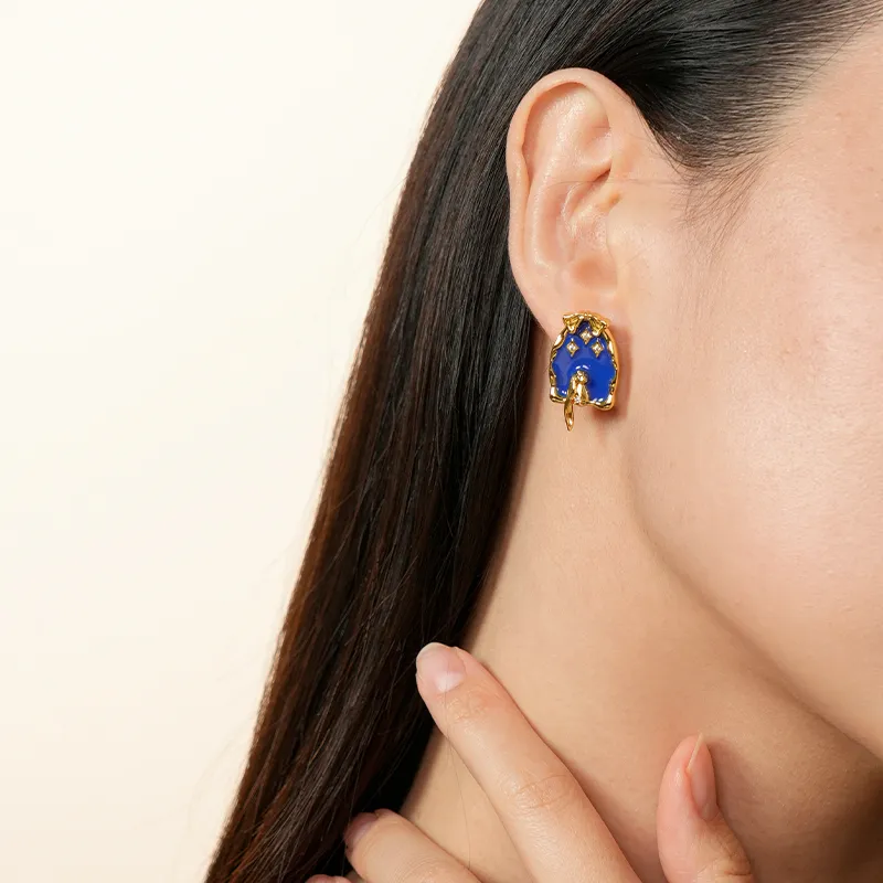 Social Talent Drip Glaze Stud Earrings Women's-3