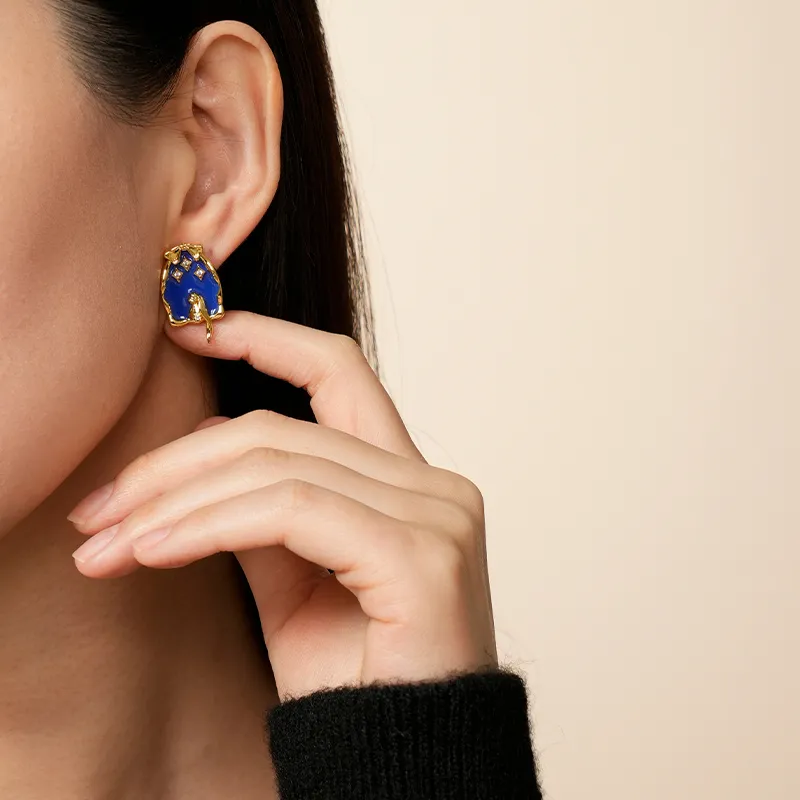 Social Talent Drip Glaze Stud Earrings Women's-2