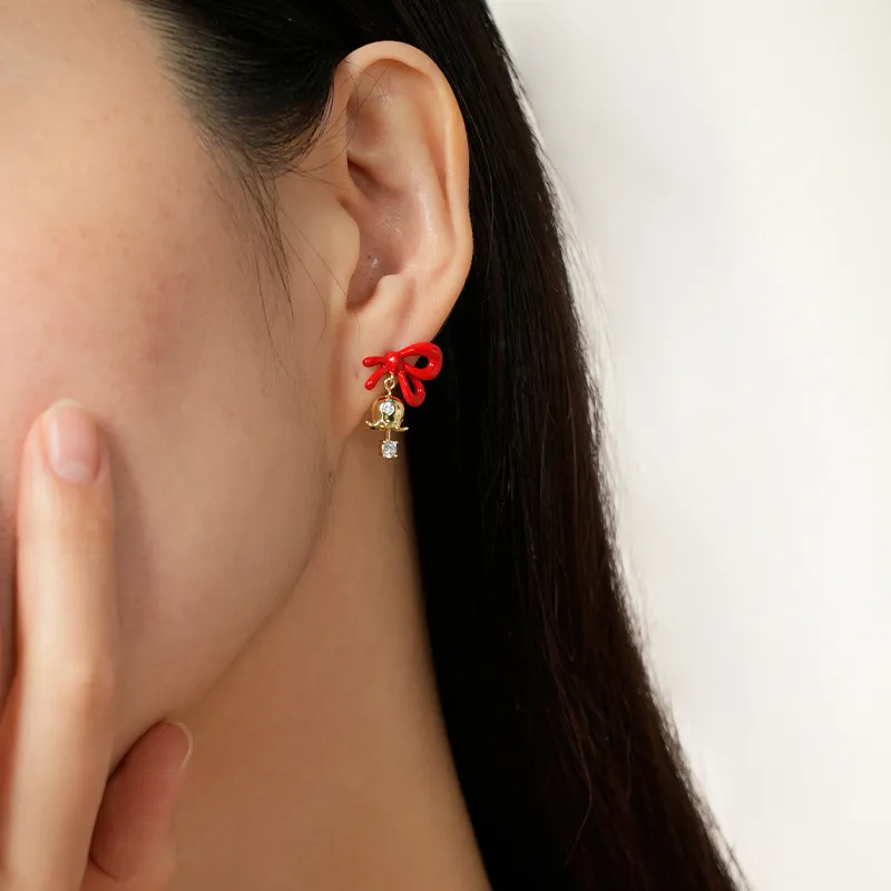 Social Talent 18K Gold Plated Copper Stud Earrings Women's-2