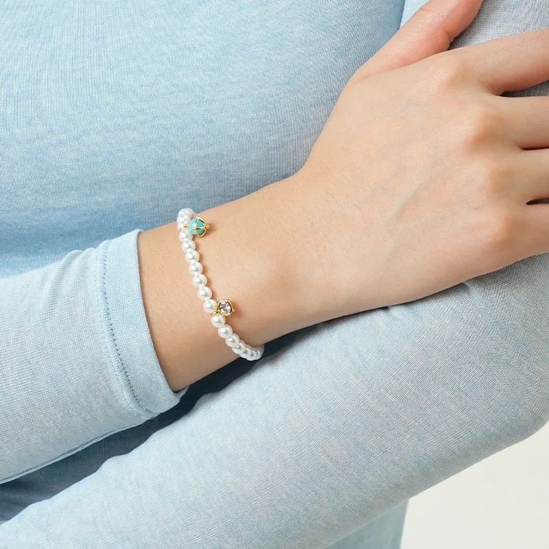Social Talent 18K Gold Artificial Pearl Bracelets Women's-2
