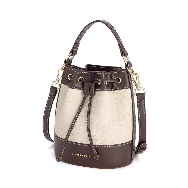 CLEVER& KETCH PU Bucket Bag, Shoulder Bag, Crossbody Bag, Handbag Women's Ecru-2