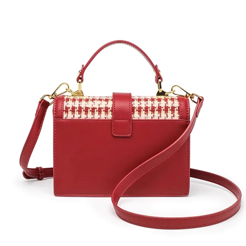 CLEVER& KETCH PU Box Bag, One Shoulder Handbag Women's Red-3