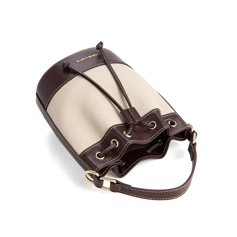 CLEVER& KETCH PU Bucket Bag, Shoulder Bag, Crossbody Bag, Handbag Women's Ecru-6