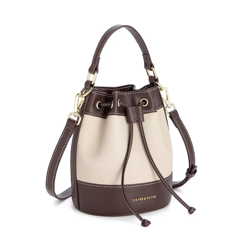 CLEVER& KETCH PU Bucket Bag, Shoulder Bag, Crossbody Bag, Handbag Women's Ecru-1