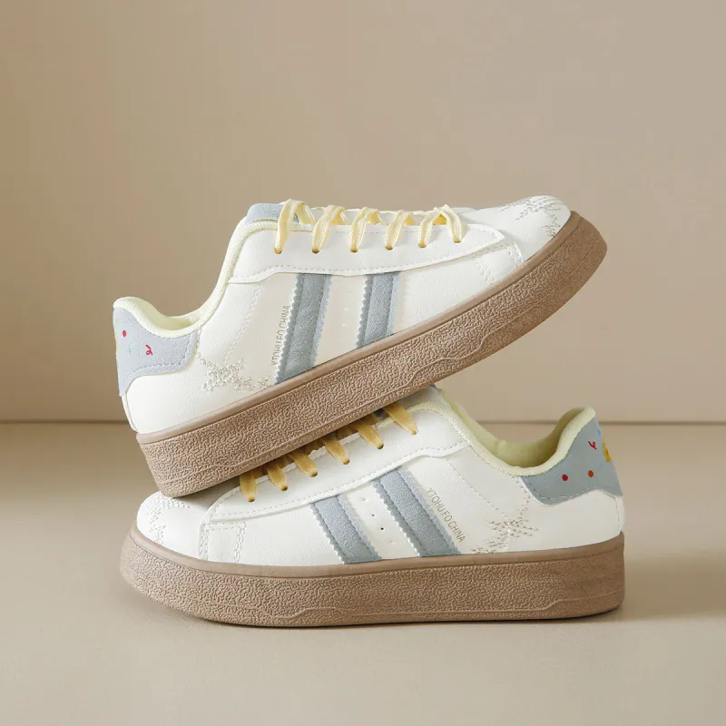 Georgina Goodman Small White Shoes Anti Slip Wear Resistant Lightweight Breathable Low Top Skateboard Shoes Women's-29