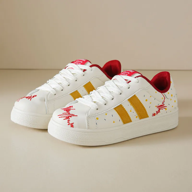 Georgina Goodman Small White Shoes Anti Slip Wear Resistant Lightweight Breathable Low Top Skateboard Shoes Women's-26