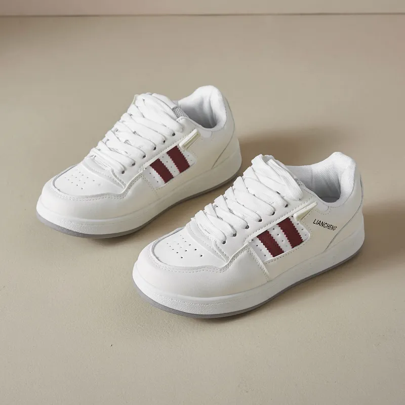 Georgina Goodman Slip Resistant Lightweight Breathable Low Top Skateboard Shoes Women's Beige Red-1